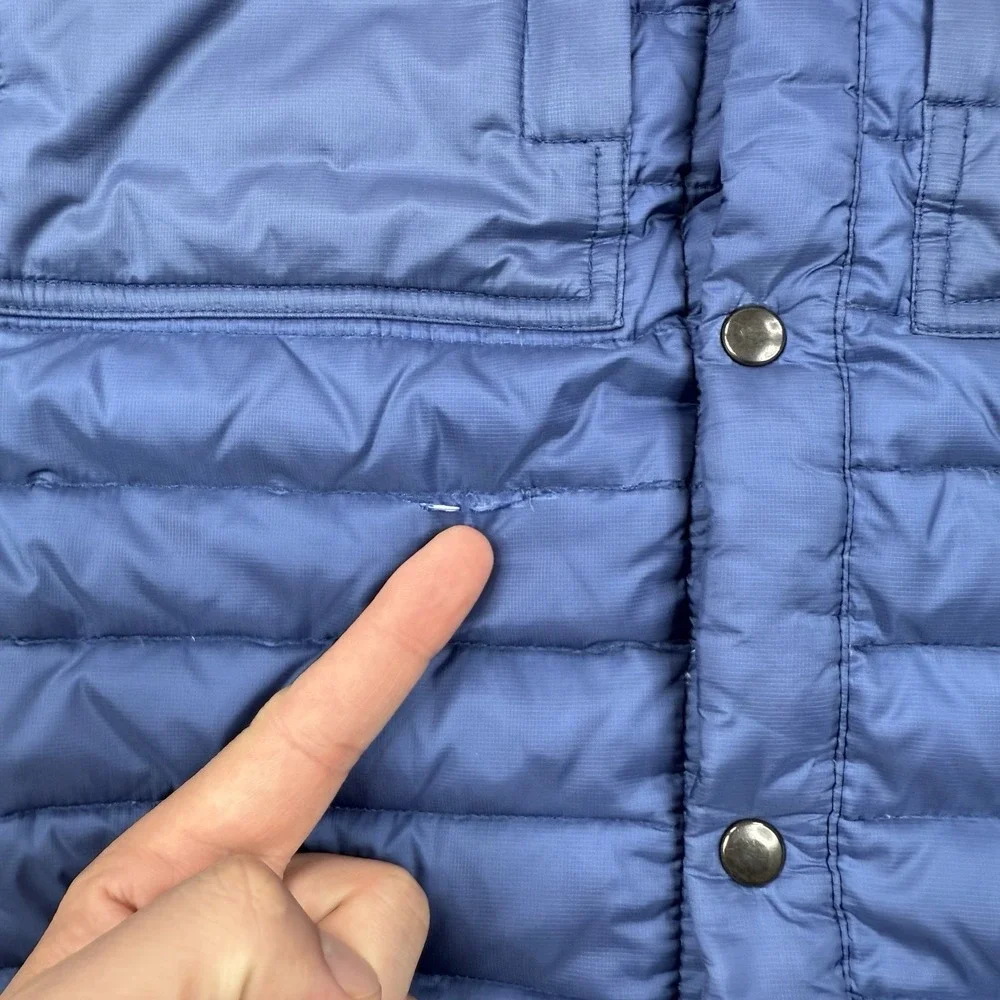 Relwen Jacket Mens Small Blue Puffer Goose‎ Down Quilted Snap Button Outdoors